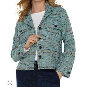 NEW - Liverpool Las Angeles Teal Tweed Blazer Jacket